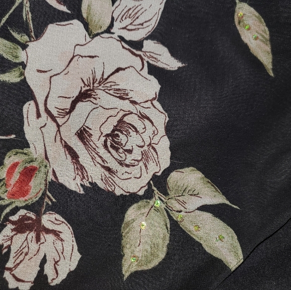 American Angel black dress with rose sheer fabric and cap sleeves - Picture 6 of 8